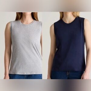 Quince Cotton Modal Sleeveless Crew Neck Tee XL Bundle of 2